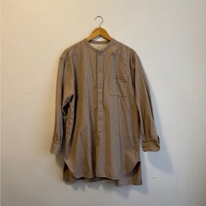 Muji Tan Tunic with Stand-Up Collar and Relaxed Fit